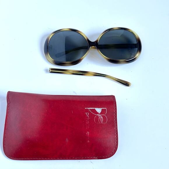 Vintage Oversized Tortoise Shell Sunglasses Broken Arm Smoke Tinted Round Frame - Picture 3 of 5